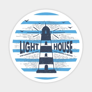 Navy lettering: light house Magnet